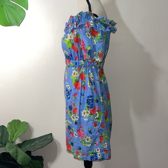 Love Moschino Picnic Print (Fruit & Floral) Cotton Off the Shoulder Dress sz. 2 - Picture 13 of 16